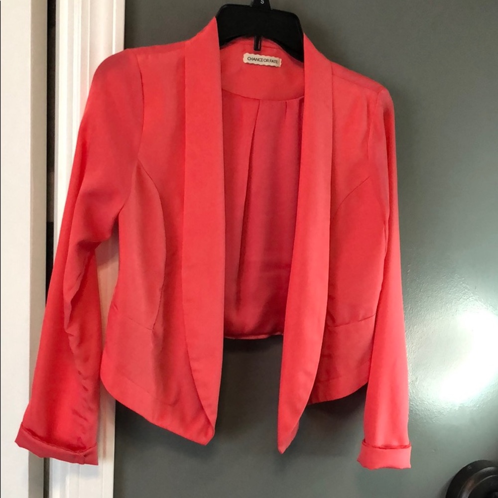 Coral, silky blazer